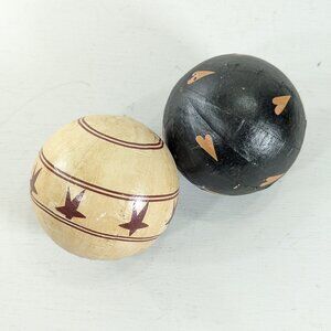 Set of 2 decorative paper mache balls, rustic earth tones